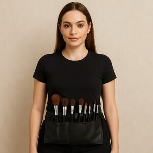 Pro Makeup Brush Belt Waist Bag Black Adjustable 26–39” Holder 9.5x10